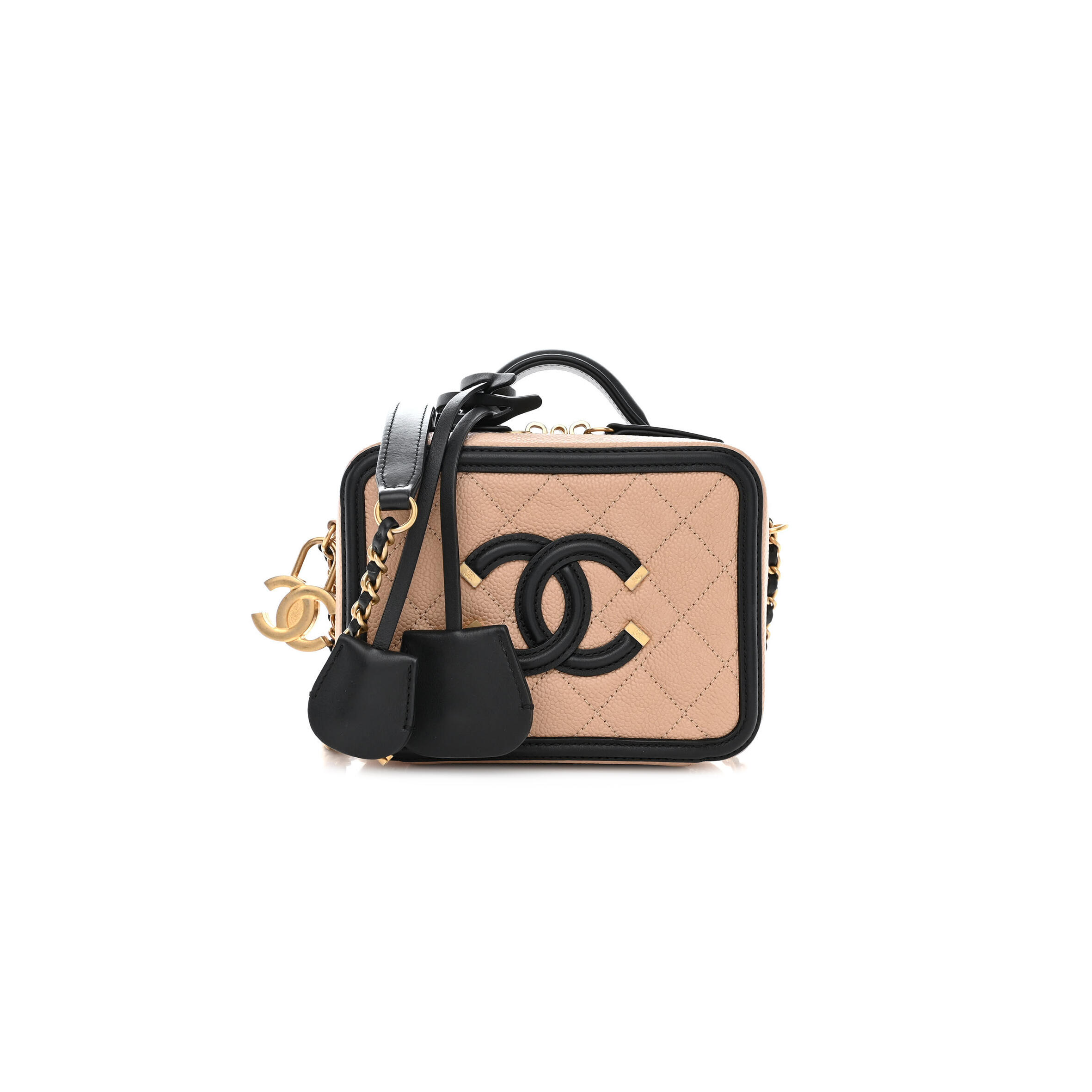 CHANEL CAVIAR QUILTED SMALL CC FILIGREE VANITY CASE 1369915 (16*12*7cm)